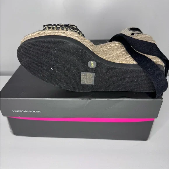Vince Camuto Brisshel Sandal Blk/Natural Wedge Sandal NWT Size 6.5M - Picture 6 of 7